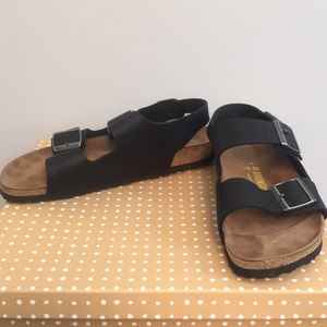 Birkenstock Black Leather Milano Sandal 40